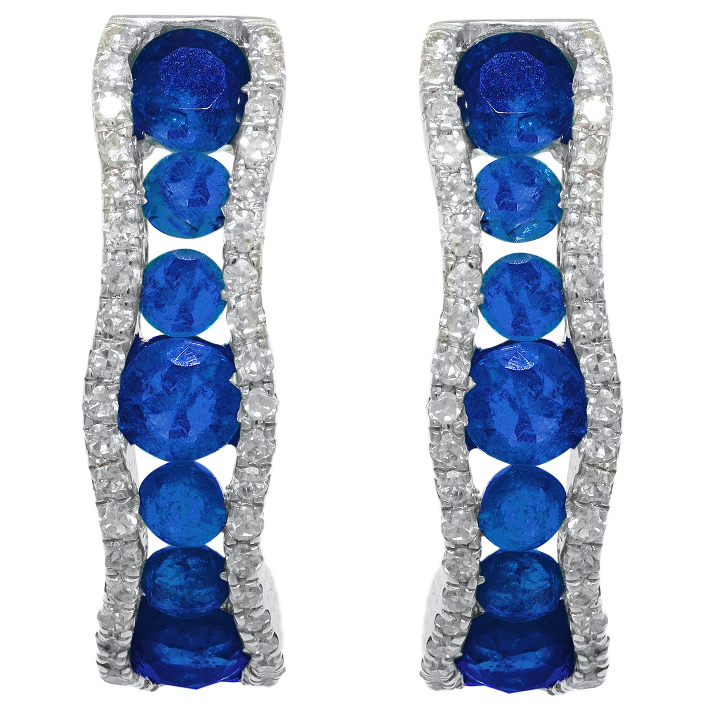 14K White Gold 7.33g Multicolor Sapphire & Diamond Engagement Ring for Women