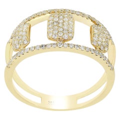 Ring mit geteilter Schiene aus 14 Karat Gelbgold mit Diamanten in Pavéform
