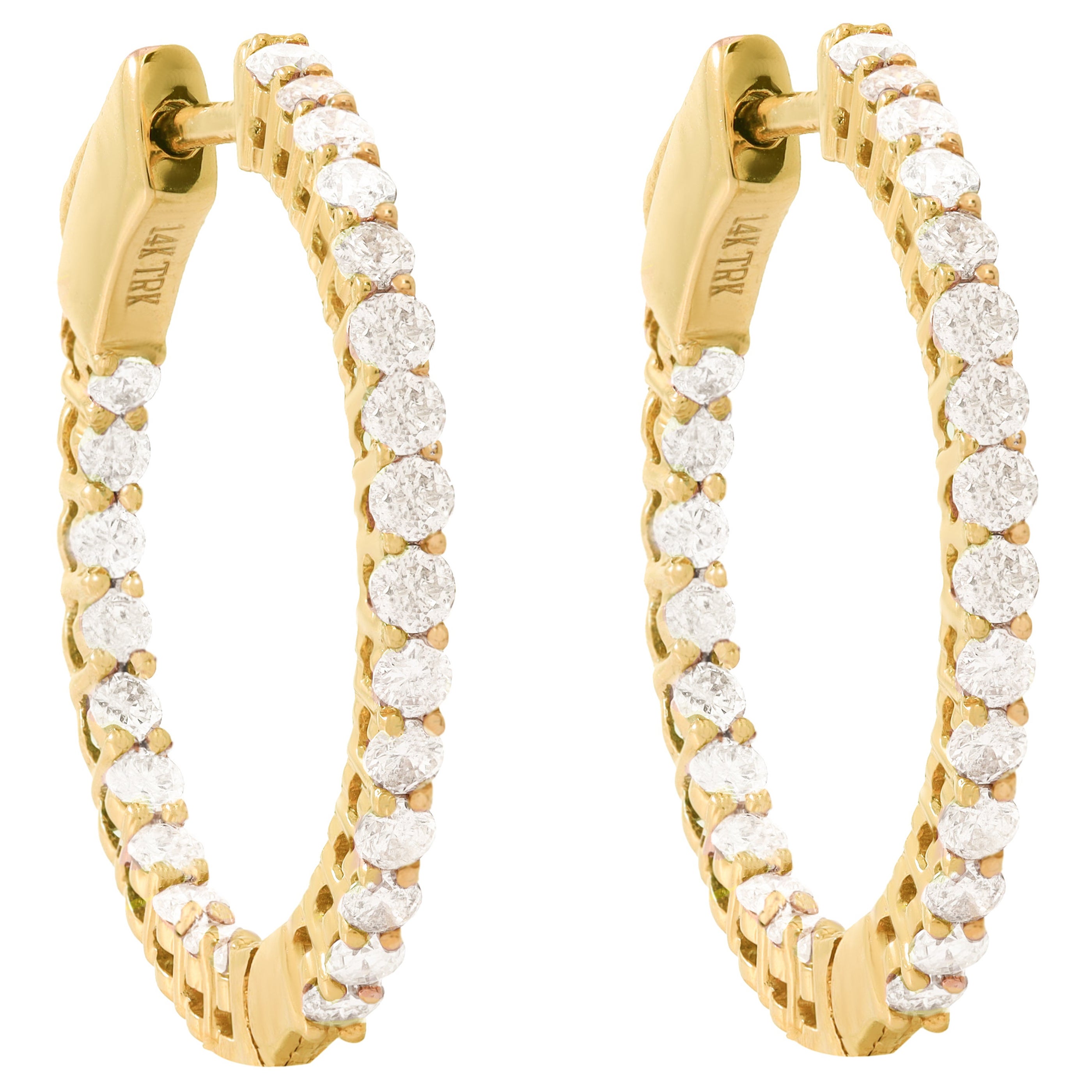 14K Yellow Gold Diamond Earrings For Sale