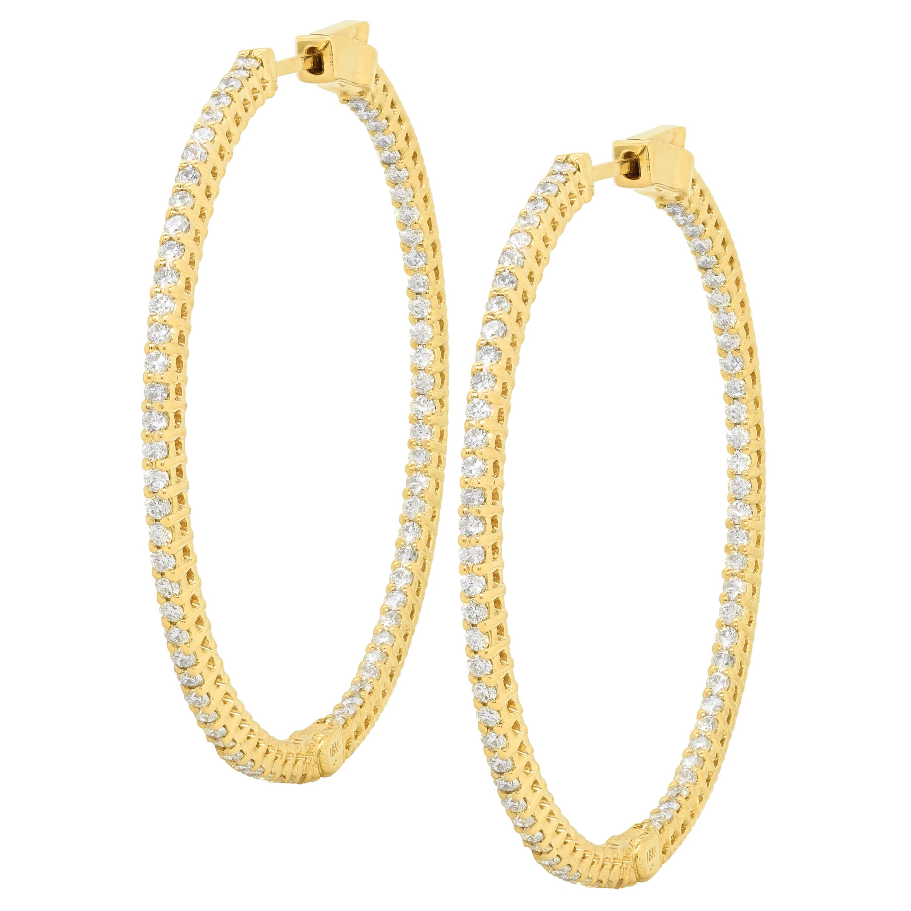 14K Yellow Gold Diamond Earrings For Sale