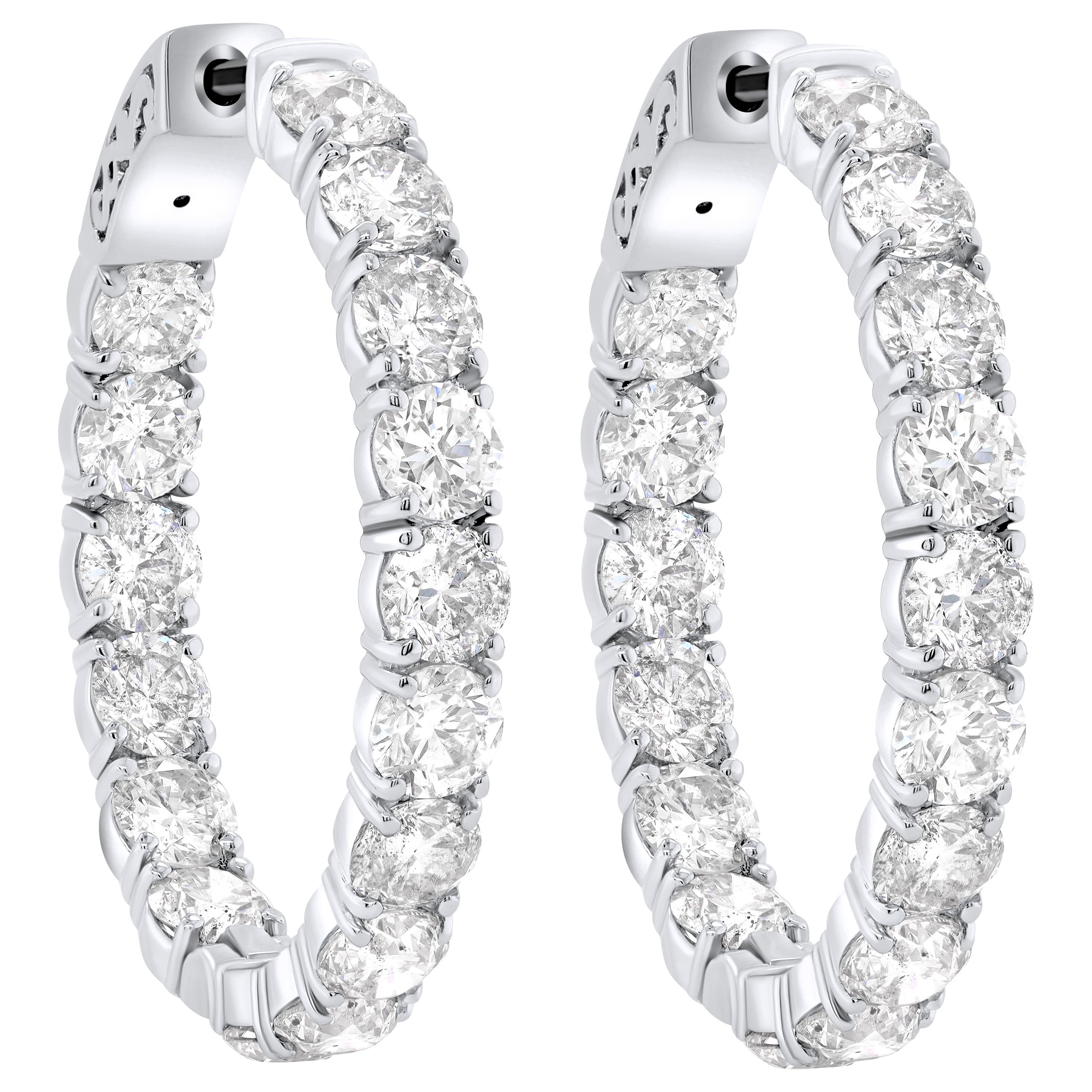 19.00 Carat 18K White Gold Diamond Earrings For Sale at 1stDibs