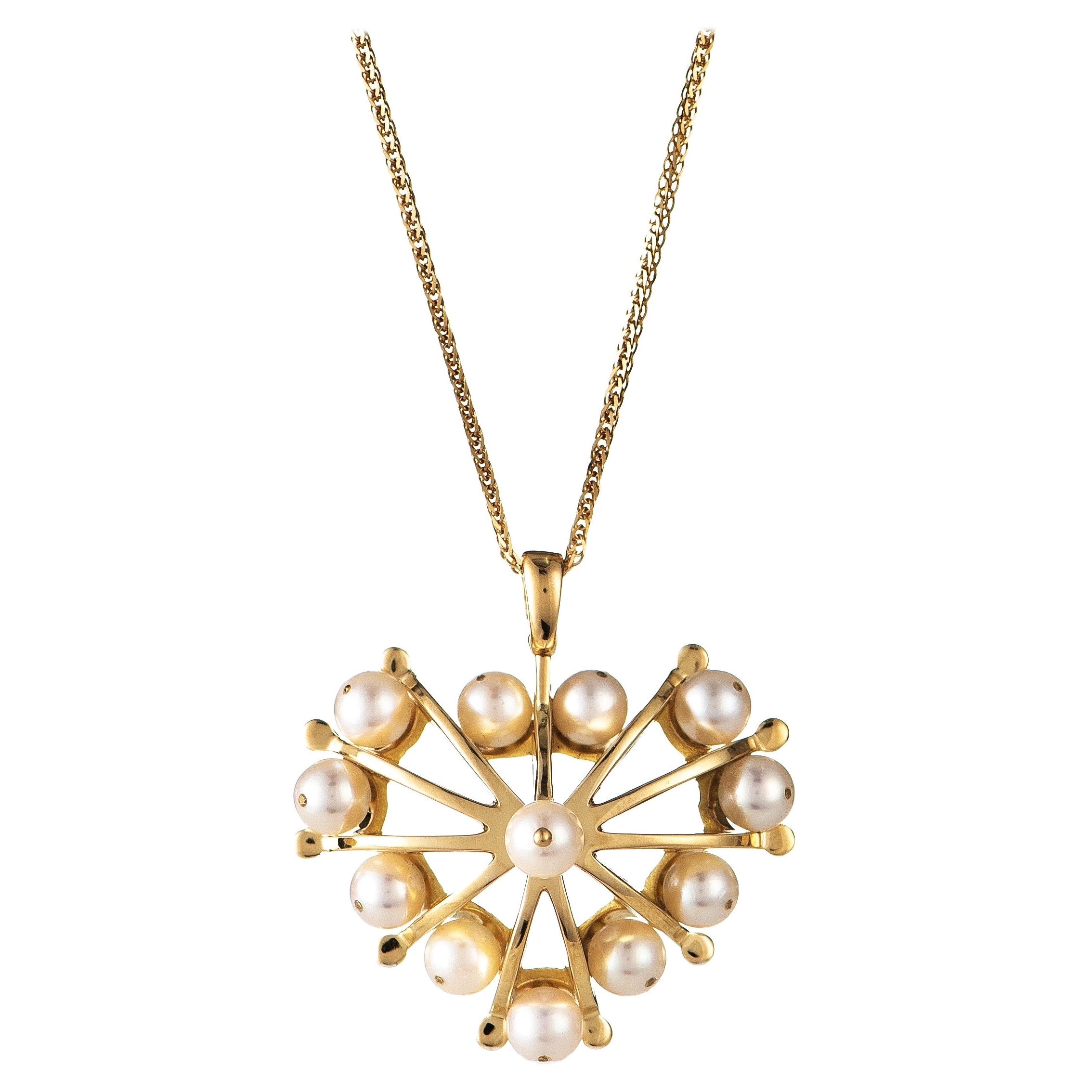 Maria Kotsoni, Contemporary 18K Yellow Gold & Akoya Pearl Domed Heart Pendant