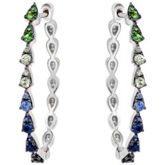 14K White Gold Sapphire and Diamond Earrings