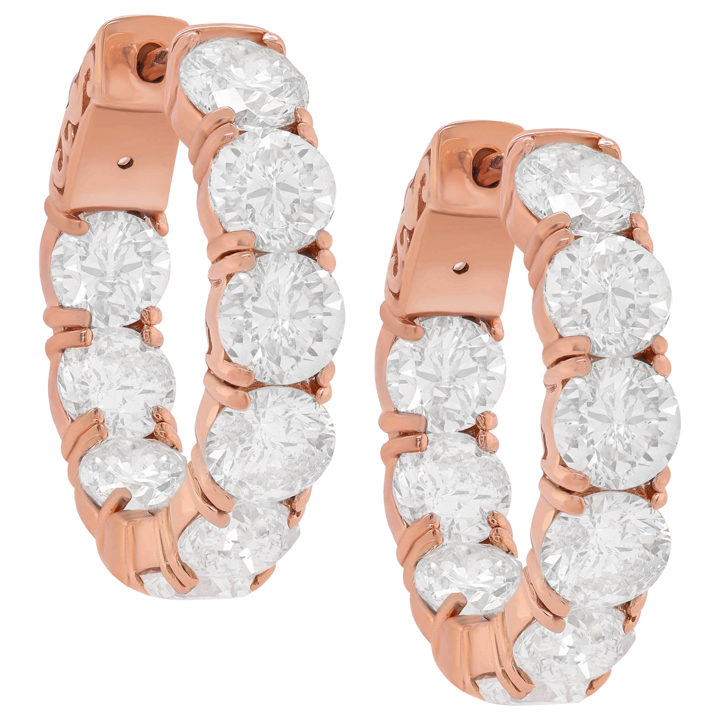 18K Rose Gold Diamond Earrings For Sale