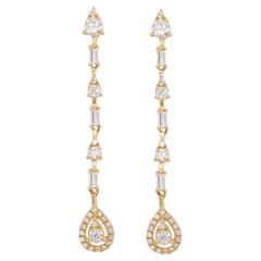14K Rose Gold Multicolor Sapphire and Diamond Earrings