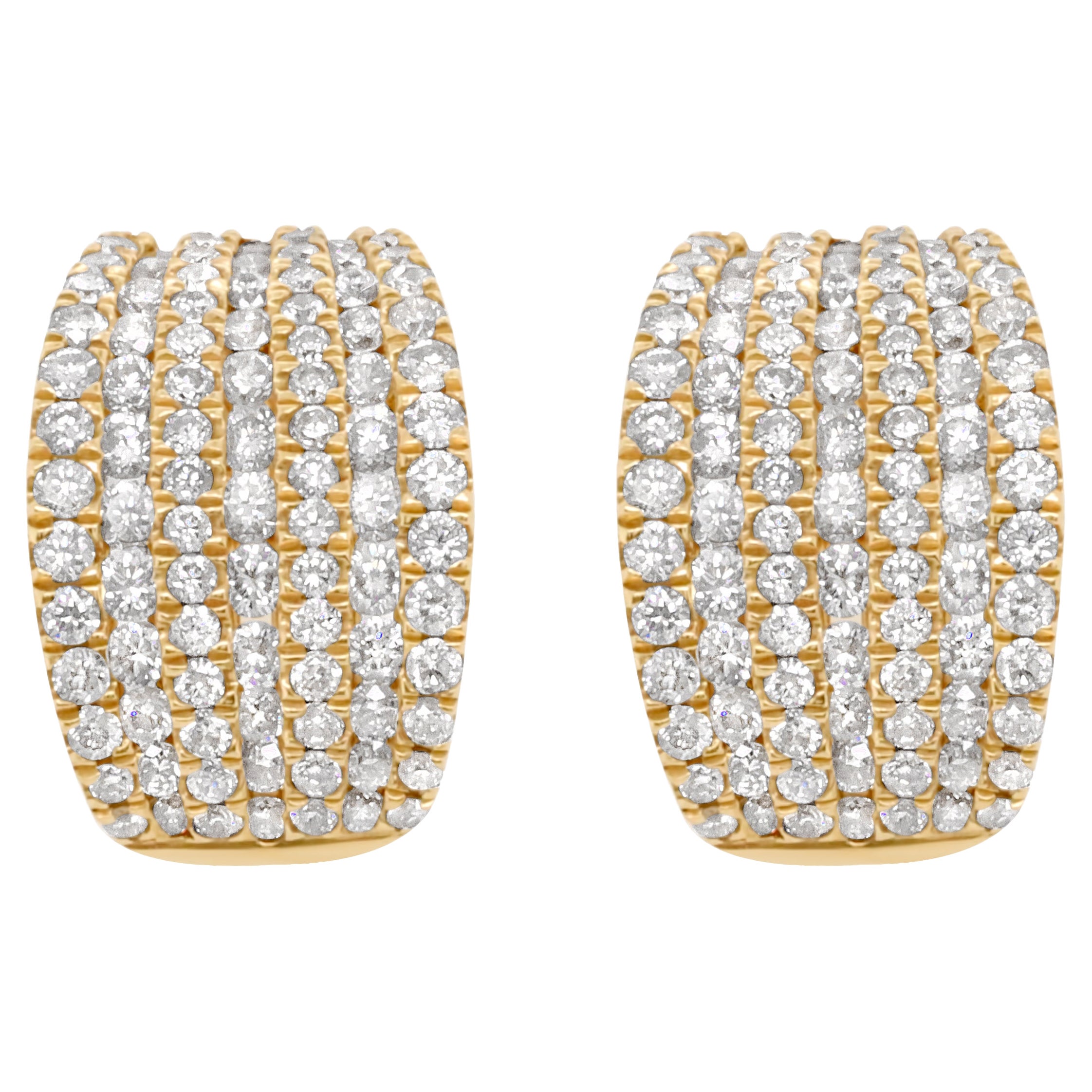 14K Yellow Gold Diamond Earrings For Sale