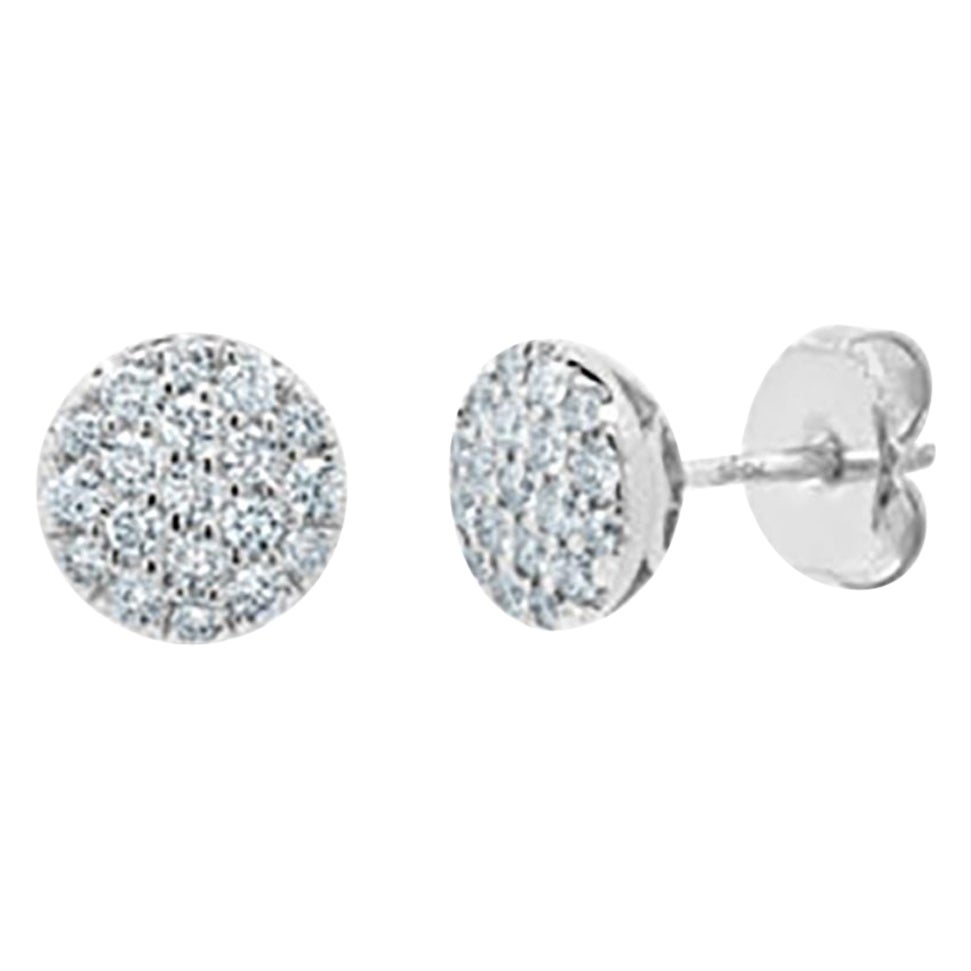 14K White Gold Diamond Earrings For Sale