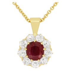 Victorian 1.00ct Burmese Ruby and Diamond Necklace, c.1880s