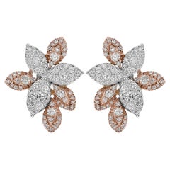Zweifarbige Diamant-Ohrringe aus 14 Karat