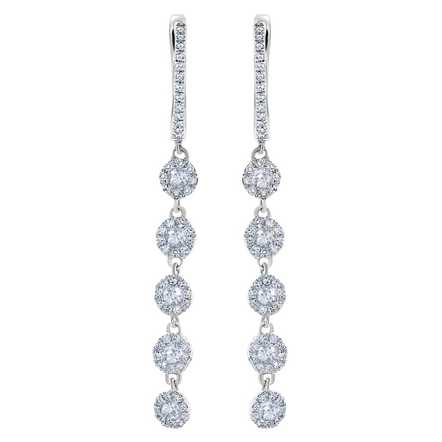 14K White Gold Sapphire and Diamond Earrings For Sale at 1stDibs ...