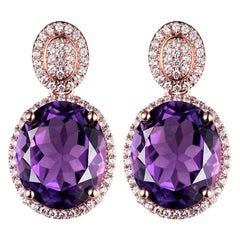 Amethyst Diamond Earrings 14k Rose Gold