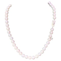 Vintage Mikimoto Estate Akoya Pearl Necklace 18k Gold Certified