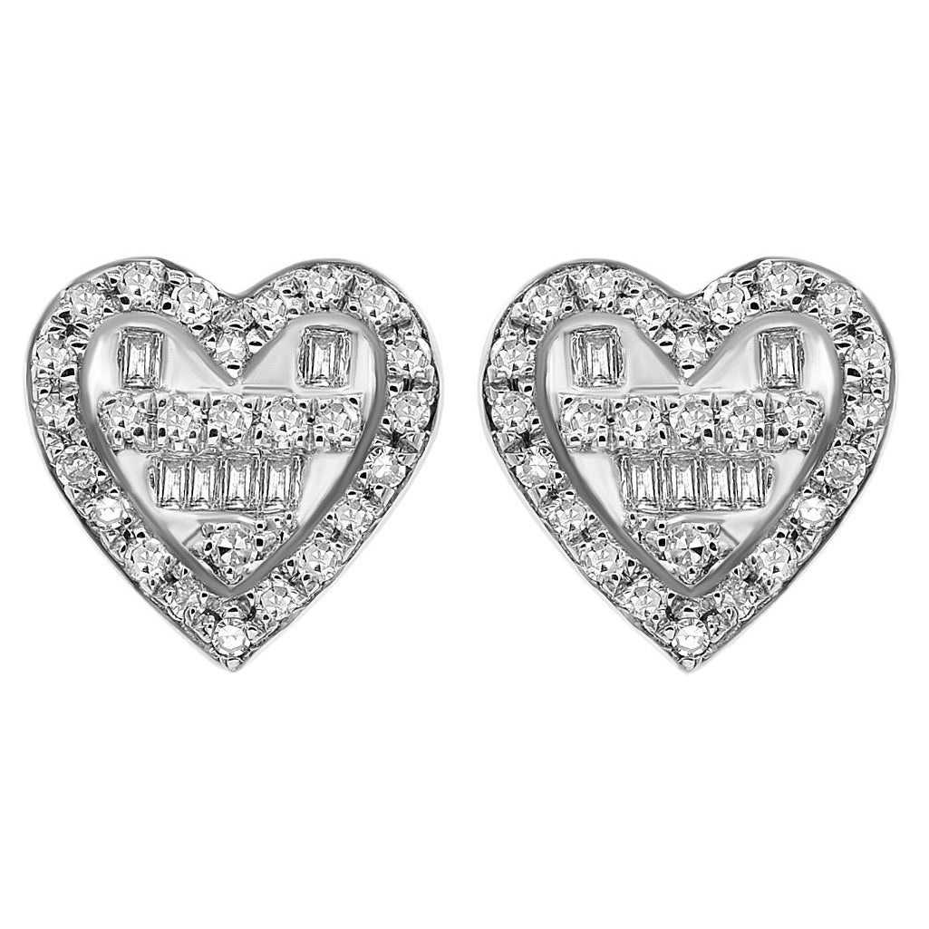 14K White Gold Diamond Earrings For Sale at 1stDibs
