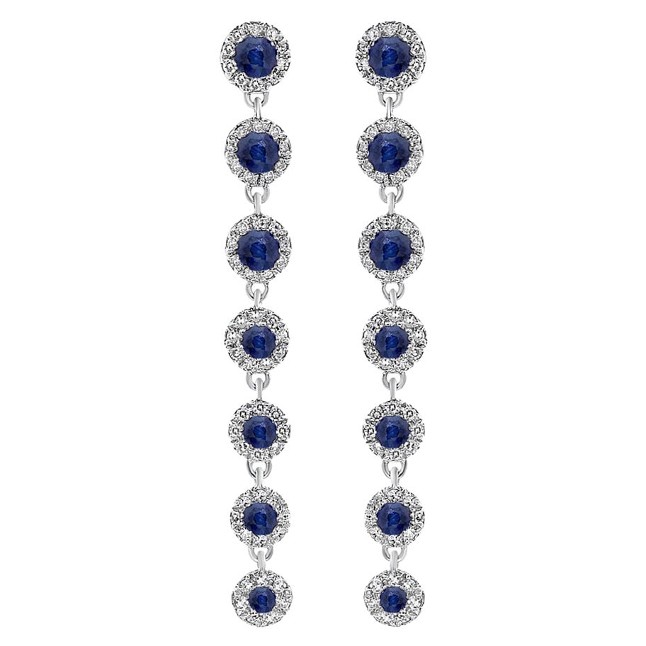 14K White Gold Sapphire and Diamond Earrings For Sale at 1stDibs ...