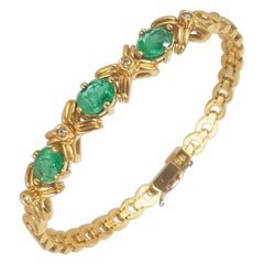 18ct Yellow Gold Emerald & Diamond Bracelet