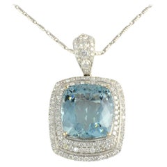 Orianne GIA Certified 26.85 Carat Natural Aquamarine Pendant Necklace