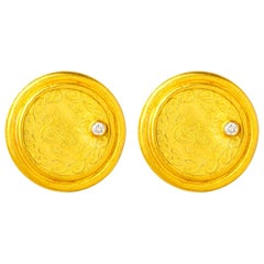 Handcrafted 24K Gold Ottoman Coins Earrings with Diamonds