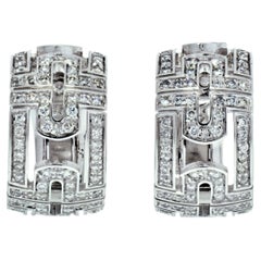 Bvlgari 18K White Gold Parentesi Diamond Huggie Earrings