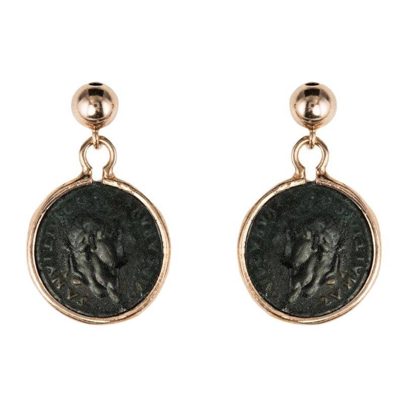 Antique Style Coins Rose Vermeil Drop Earrings