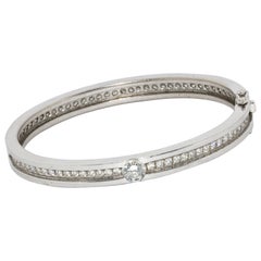 18 Karat White Gold Eternity Bangle, Bracelet Set with White Diamonds
