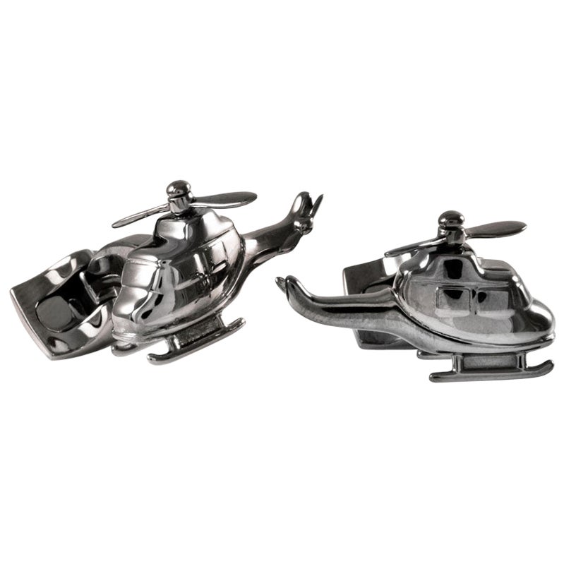 Deakin & Francis Base Metal Grey Helicopter Cufflinks For Sale