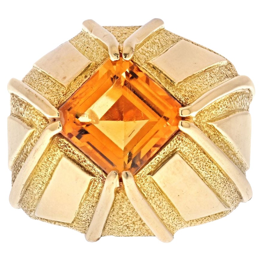 Tiffany & Co. Schlumberger 18K Yellow Gold Vintage Citrine Ring