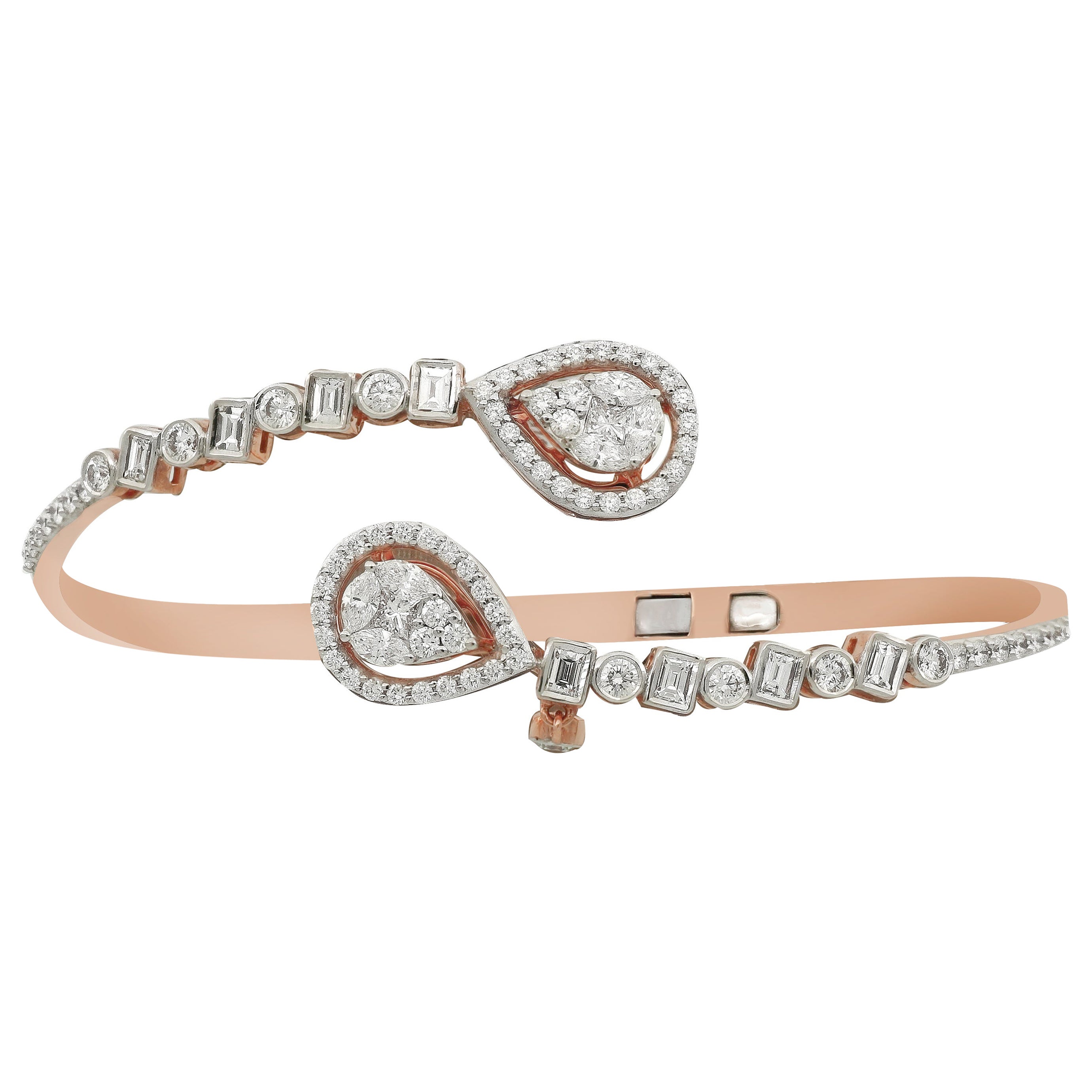 Amwaj Bracelet jonc en or rose avec diamants multi-couches
