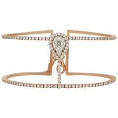 Amwaj Bracelet jonc en or rose avec diamants multi-couches