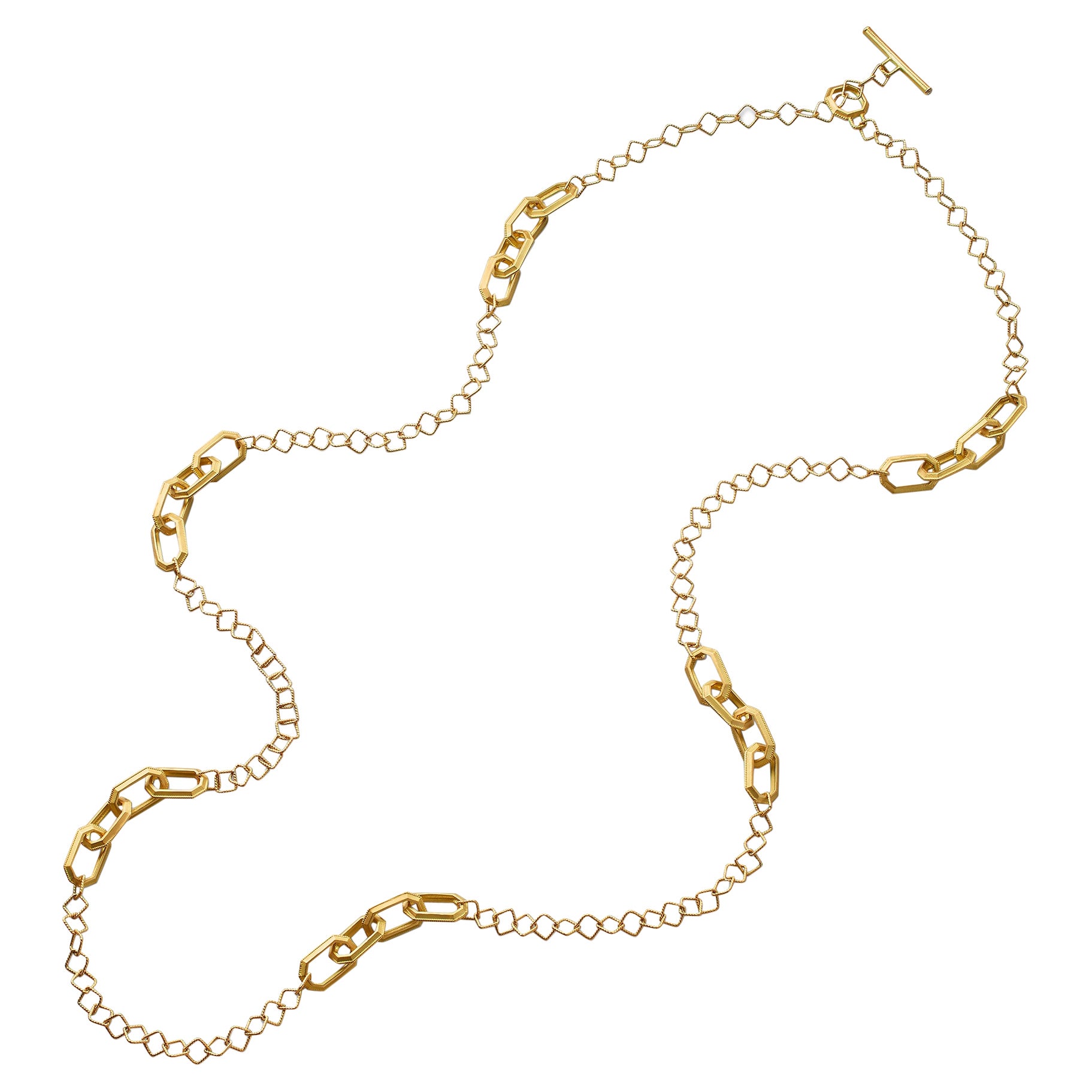 Signed Gucci 18 Karat Gold Link Toggle Necklace with Heart Shaped