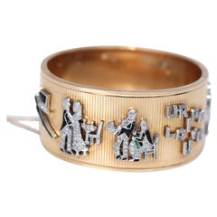 Bracelet à breloques en or jaune saphir et diamant:: 1940
