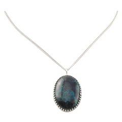 Sterling Silver Oval Chrysocolla Pendant Necklace