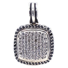 David Yurman Albion Sterling Silver Black & White Pave Diamond Pendant Enhancer 