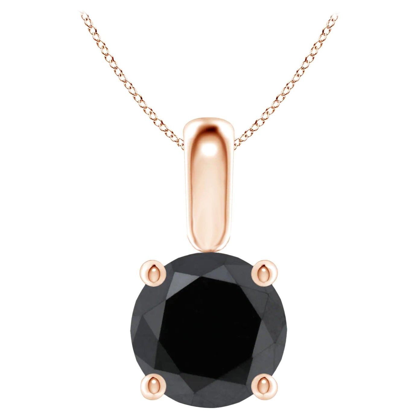 0.44 Carat Round Cut Diamond Pendant Rose Gold Necklace For Sale at ...