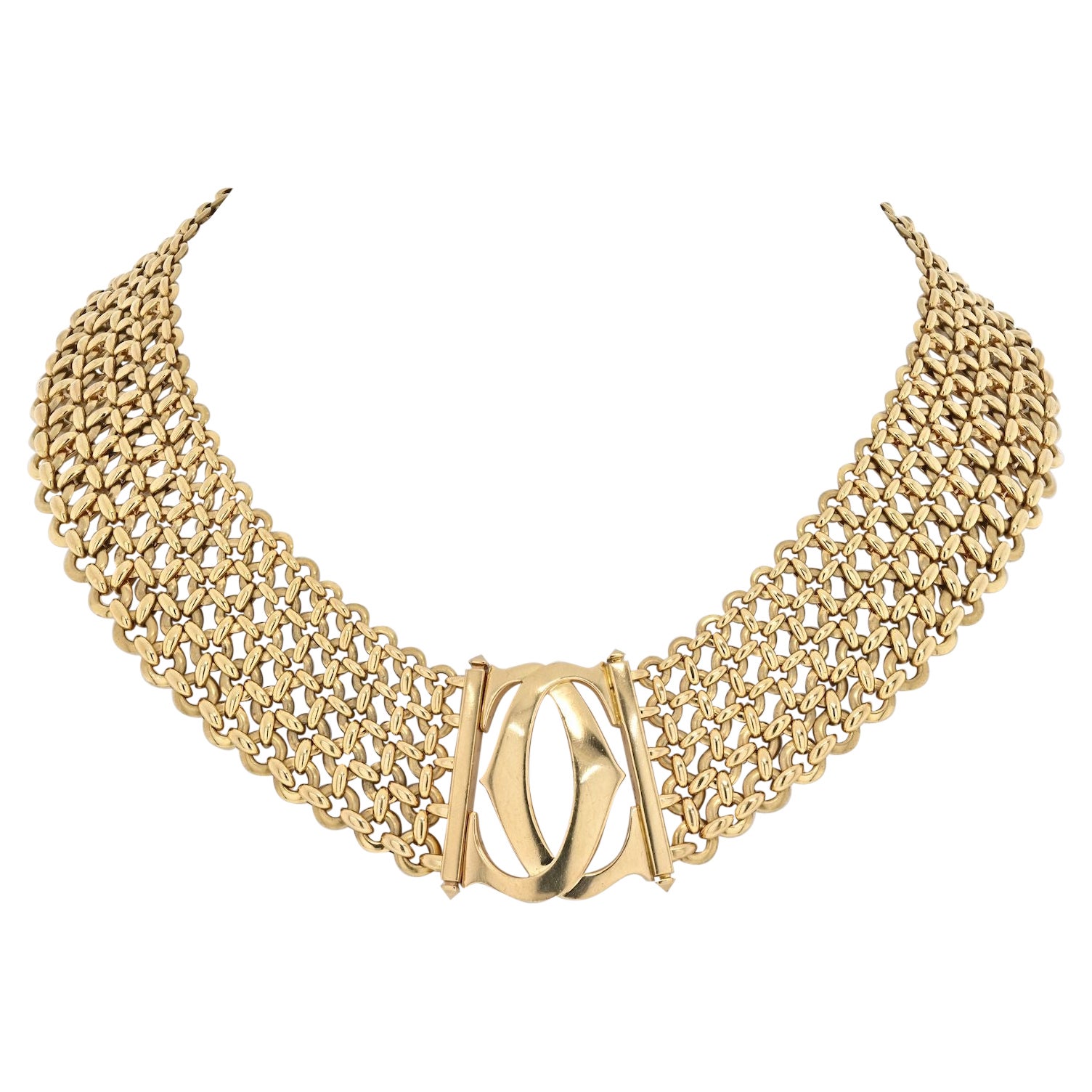 Cartier Yellow Gold Double C Three Row Wide Link Penelope Necklace