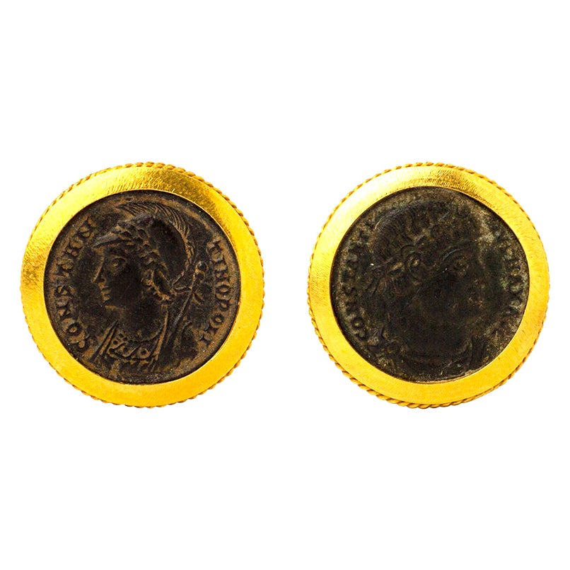 Handcrafted 22K Gold Byzantine Era Bronze Coin Cufflinks