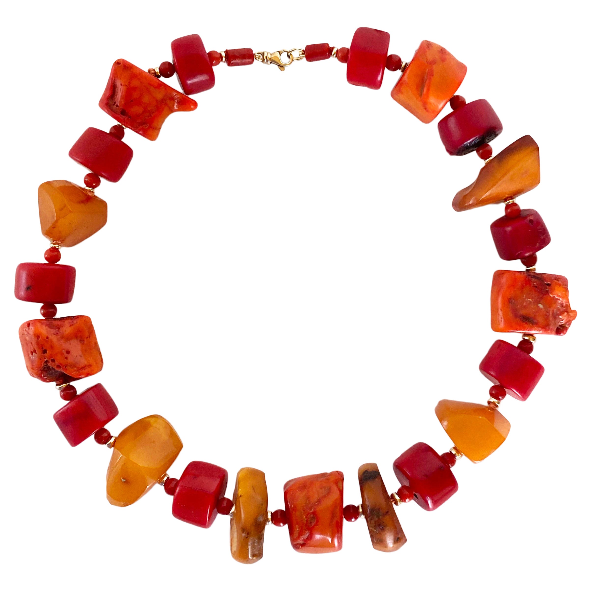 Marina J. Coral, Amber and 14K Yellow Gold Necklace