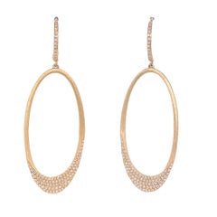 .59 Carat Oval Dangle Diamond Earrings 14K Yellow Gold