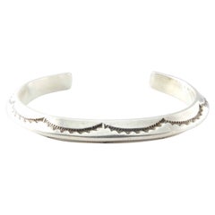 Mexico TAHE Sterling Silver Oxidized Stamped Cuff Bracelet