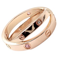 Cartier Love Diamond Pink Sapphire Rose Gold Band Ring