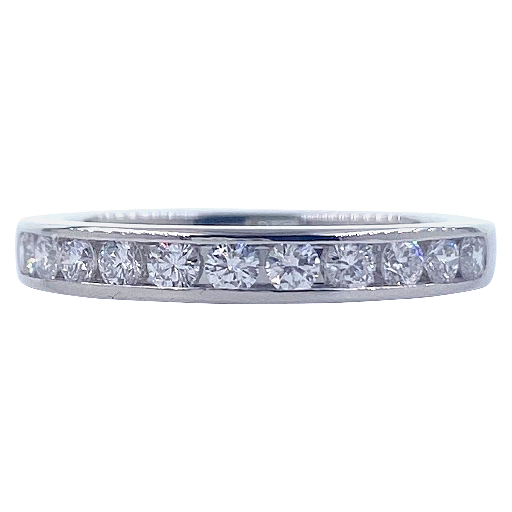 Tiffany & Co Channel Set Round Diamond Half Circle Wedding Band Platinum #1 For Sale