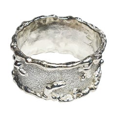 Paul Amey Hand Crafted Sterling Silver Molten Edge Ring with Wide Band