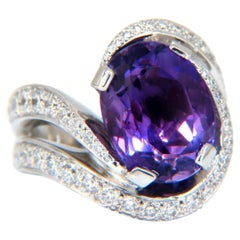 8.30ct Amatista Natural Diamantes Anillo Platino Remolino Mod Deco