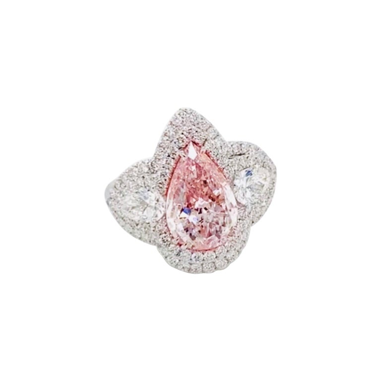 Emilio Jewelry GIA Certified 3.00 Carat Fancy Purplish Pink Diamond Ring
