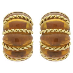 18 Karat Yellow Gold & Amber 'Shrimp' Earrings by Seaman Schepps