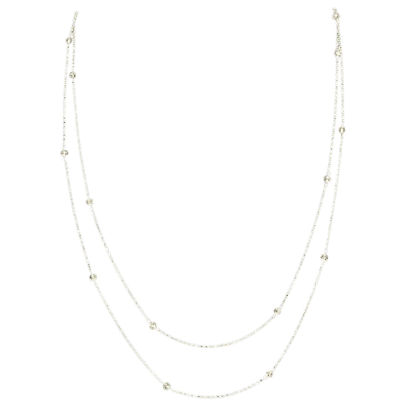 PANIM Beads Diamond 2 Layer Necklace in 18 Karat White Gold For Sale