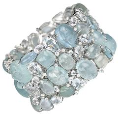 Aquamarine Diamond Gold Bracelet