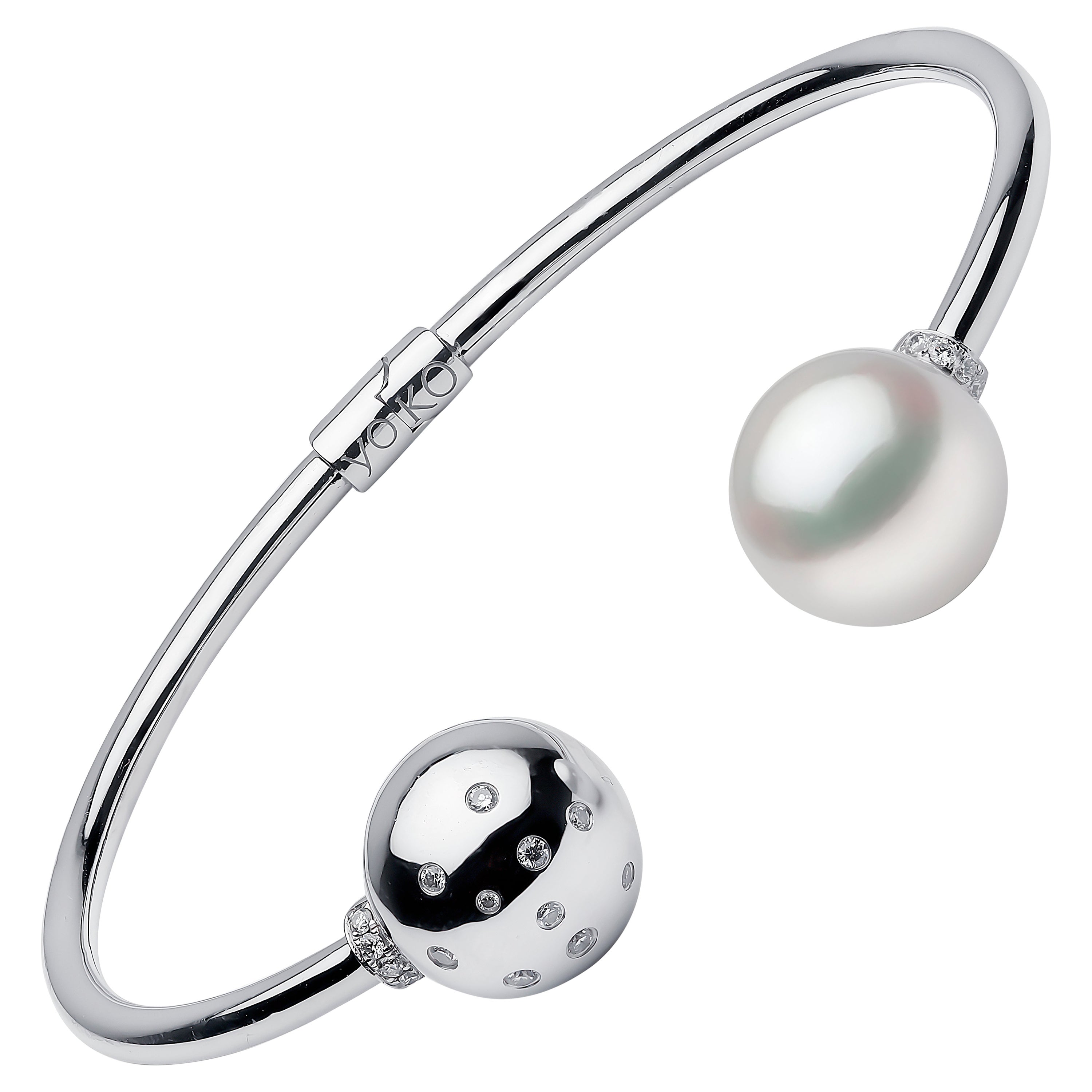 Yoko London Bracelet en or blanc 18 carats avec perles des mers du Sud et diamants