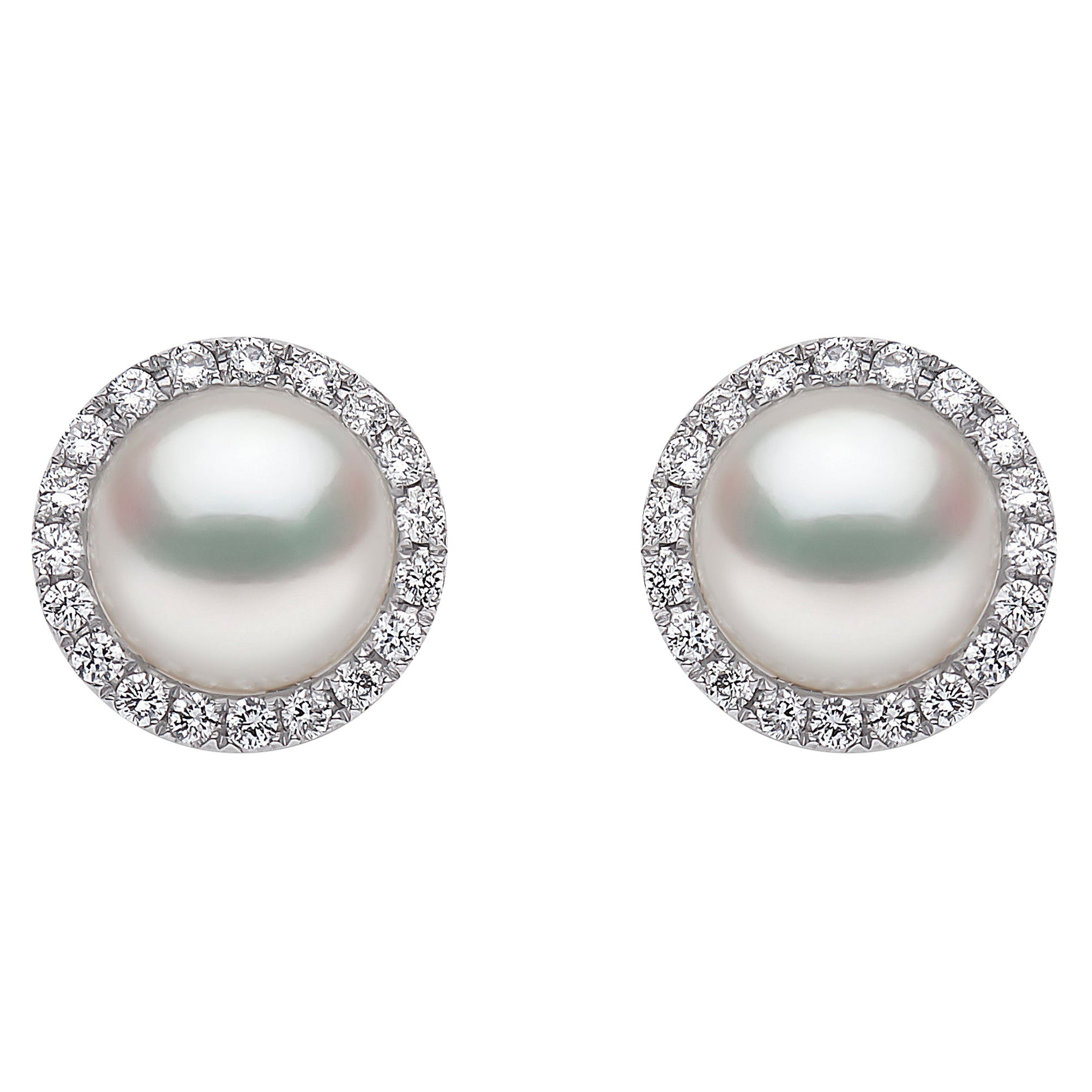 Yoko London Freshwater Pearl and Diamond Earrings in 18K White Gold