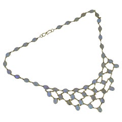 Natural Opal and 14ct Gold Long Necklace Riviere
