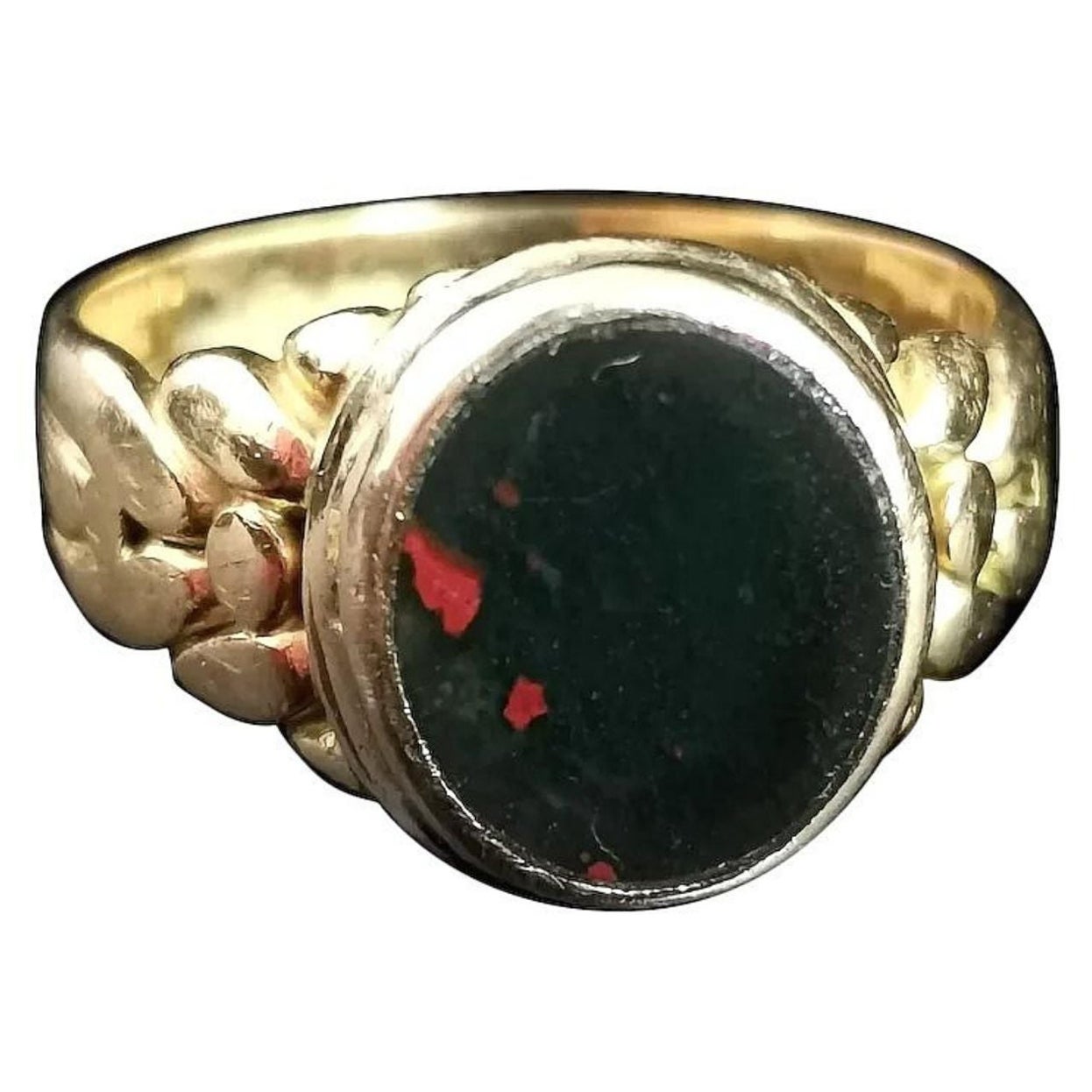 Antique 18k Gold Yellow Gold Bloodstone Signet Ring